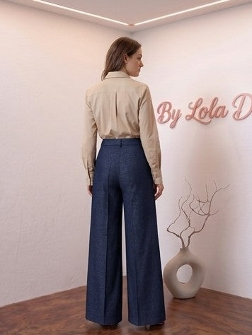 pantalones palazzo muy anchos para mujer, con un diseño wrap cruzado que crea un efecto falda superpuesto y una tira larga lateral que se anuda en la cintura. Disponibles en una variedad de siete colores vibrantes